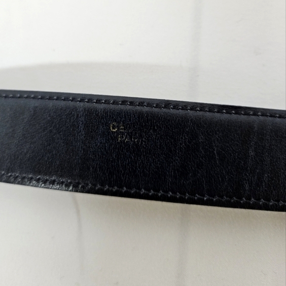Celine Planet Belt In Navy Blue Leather and Gold Hardware Size 70 / 25 - Picture 9 of 14